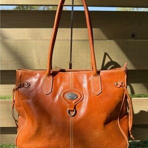 Machiavelli Firenze Vintage Elegant Tan Leather Tote Bag